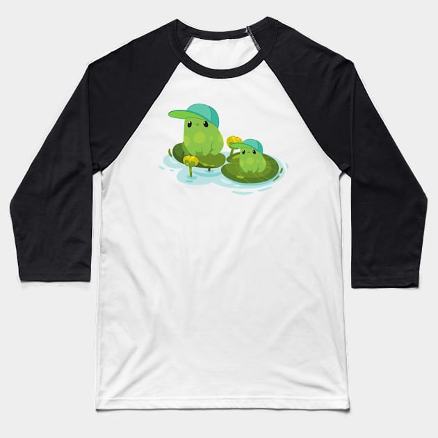 father and son cute frogs Baseball T-Shirt by Craftycarlcreations